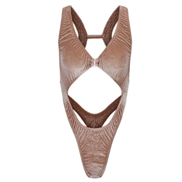 SKIMS "Sienna" Rose-Brown Velevet One-Piece Bodysuit Lingerie Size S - Picture 2 of 9